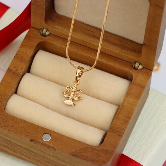 "Libra Zodiac Scales Rose Gold Pendant Stylish Charm, XPPT1468 - Picture 6 of 13